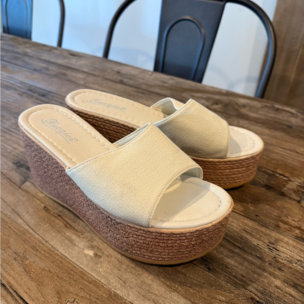 Elegant Cream Wedge Sandals